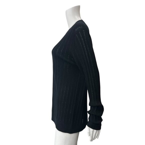 $590 NWT Manrico Black Knit Ribbed Cashmere Cardigan Sweater size XL - Picture 5 of 7